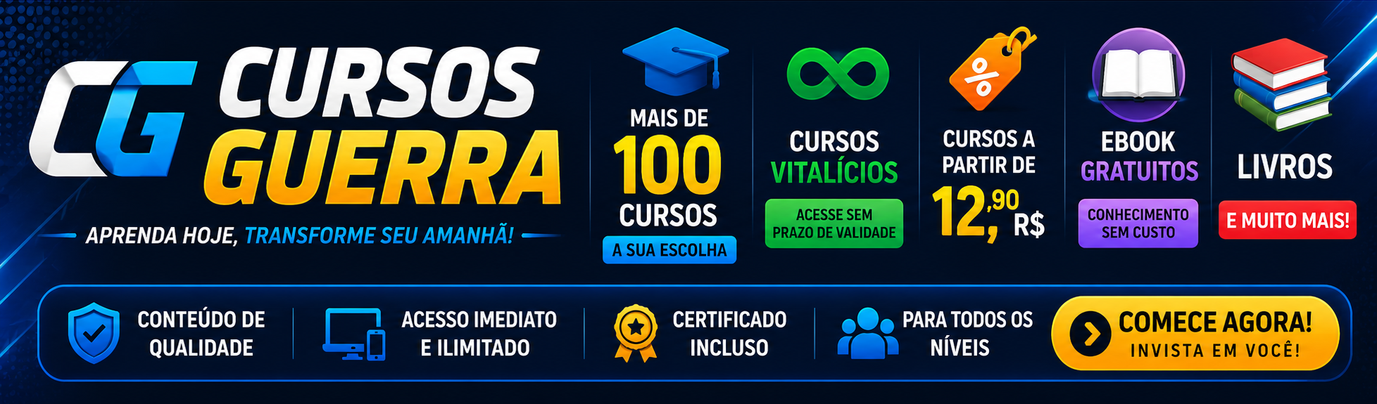 Cursos Online Brasil — Mais de 100 cursos, acesso vitalício, ebooks gratuitos e muito mais